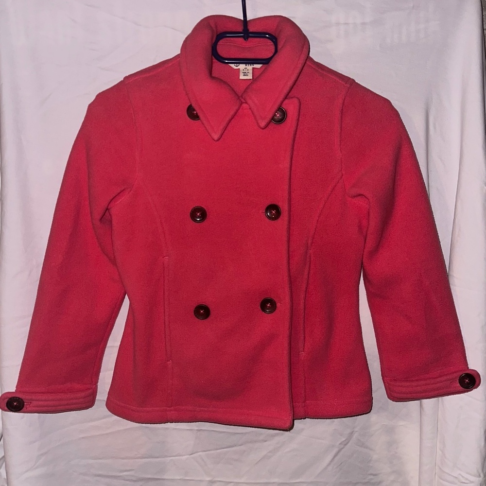 Lands End Kids. Girls Pink Fleece Peacoat. Size Medium (5-6).  New no tags.
